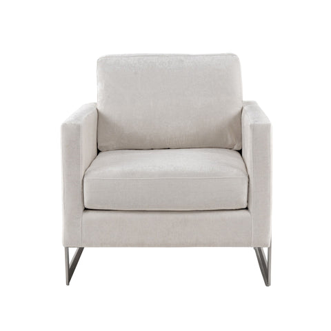 Modrest Prince Contemporary Off White Fabric And Silver Accent Chair Model VGRH-RHS-AC-255-SW