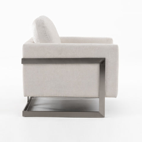 Modrest Prince Contemporary Off White Fabric And Silver Accent Chair Model VGRH-RHS-AC-255-SW