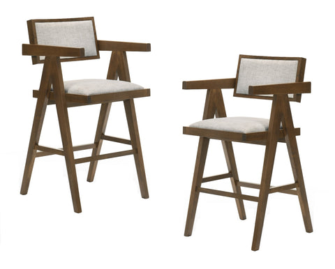 Modrest Fern Modern Walnut And Beige Counter Stool Set Of 2 Model VGMA-MI-1116-BC-WB