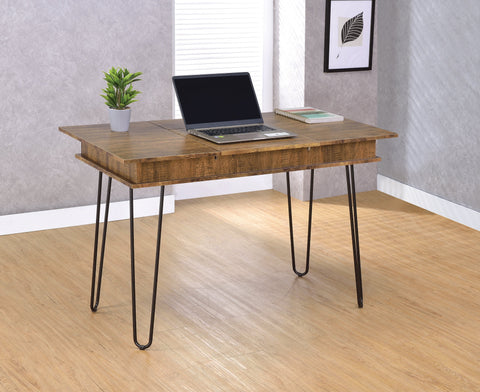 Coaster Sheeran Writing Desk with 4 Hidden Storages Rustic Amber Model 802011