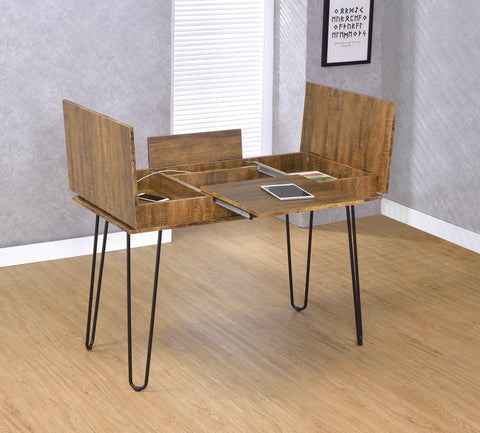 Coaster Sheeran Writing Desk with 4 Hidden Storages Rustic Amber Model 802011