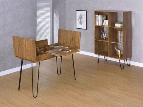 Coaster Sheeran Writing Desk with 4 Hidden Storages Rustic Amber Model 802011