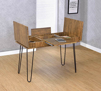 Coaster Sheeran Writing Desk with 4 Hidden Storages Rustic Amber Model 802011
