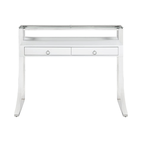 Coaster Gemma 2-drawer Writing Desk Glossy White and Chrome Model 802141