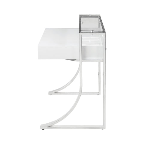 Coaster Gemma 2-drawer Writing Desk Glossy White and Chrome Model 802141