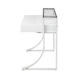 Coaster Gemma 2-drawer Writing Desk Glossy White and Chrome Model 802141
