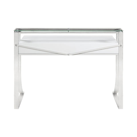Coaster Gemma 2-drawer Writing Desk Glossy White and Chrome Model 802141