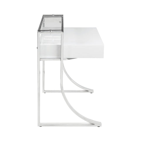 Coaster Gemma 2-drawer Writing Desk Glossy White and Chrome Model 802141