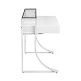 Coaster Gemma 2-drawer Writing Desk Glossy White and Chrome Model 802141