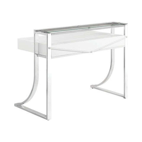 Coaster Gemma 2-drawer Writing Desk Glossy White and Chrome Model 802141