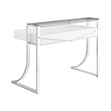 Coaster Gemma 2-drawer Writing Desk Glossy White and Chrome Model 802141