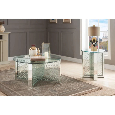 Nysa Mirrored & Faux Crystals Coffee Table Model 80215 By ACME Furniture