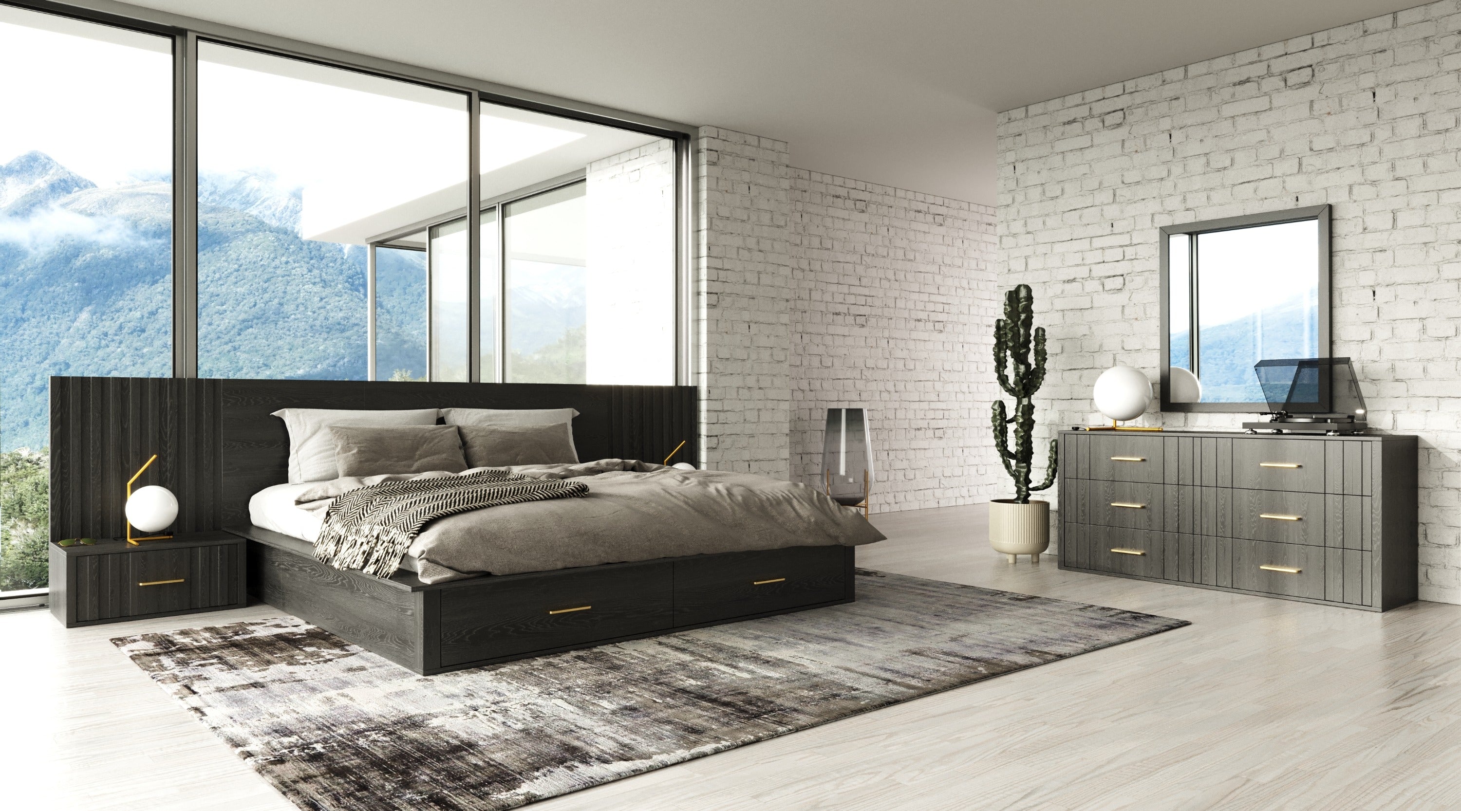 Modrest Manchester Contemporary Dark Grey Bedroom Set Model VGWD-HLF2-BED-SET