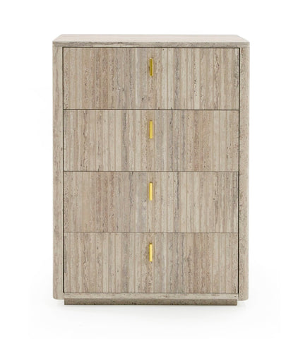 Nova Domus Roma Modern Faux Travertine & Gold Chest Model VGAN-ROMA-CHEST