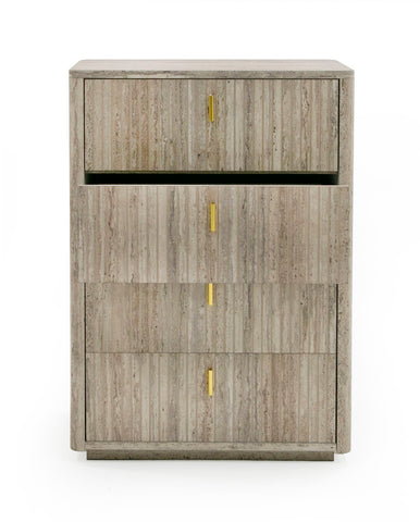 Nova Domus Roma Modern Faux Travertine & Gold Chest Model VGAN-ROMA-CHEST