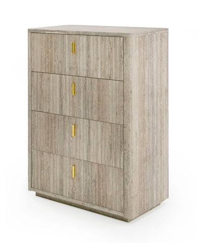 Nova Domus Roma Modern Faux Travertine & Gold Chest Model VGAN-ROMA-CHEST
