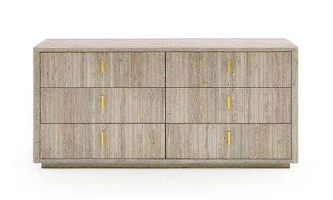 Nova Domus Roma Modern Faux Travertine & Gold Dresser Model VGAN-ROMA-DRS