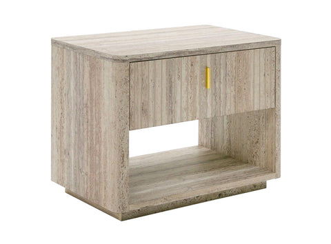 Nova Domus Roma Modern Faux Travertine & Gold Nightstand Model VGAN-ROMA-NS