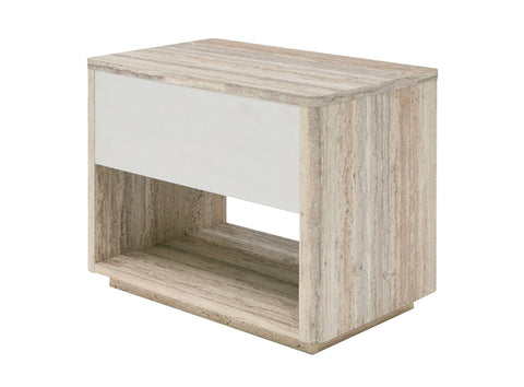 Nova Domus Roma Modern Faux Travertine & Gold Nightstand Model VGAN-ROMA-NS