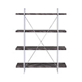Coaster Grimma 4-shelf Bookcase Rustic Grey Herringbone Model 802613