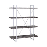 Coaster Grimma 4-shelf Bookcase Rustic Grey Herringbone Model 802613