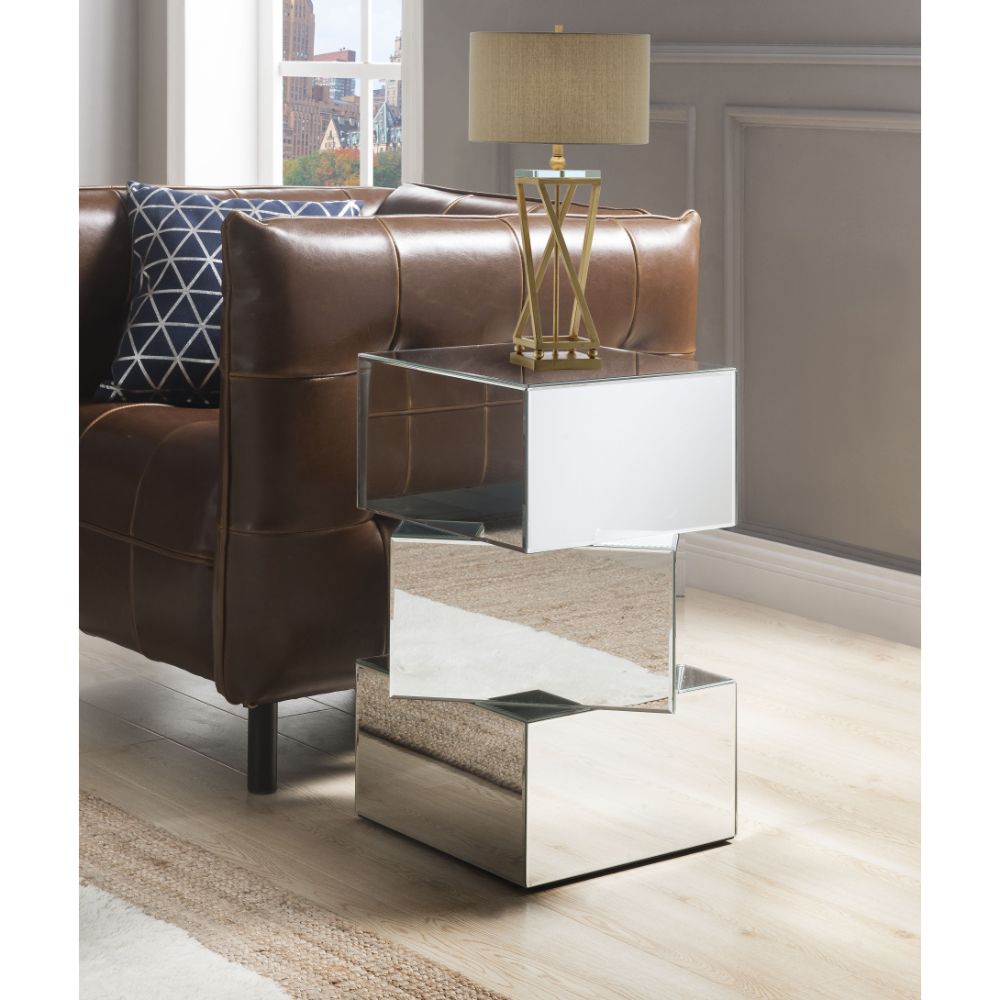 ACME Meria Mirrored Meria End Table Model 80272