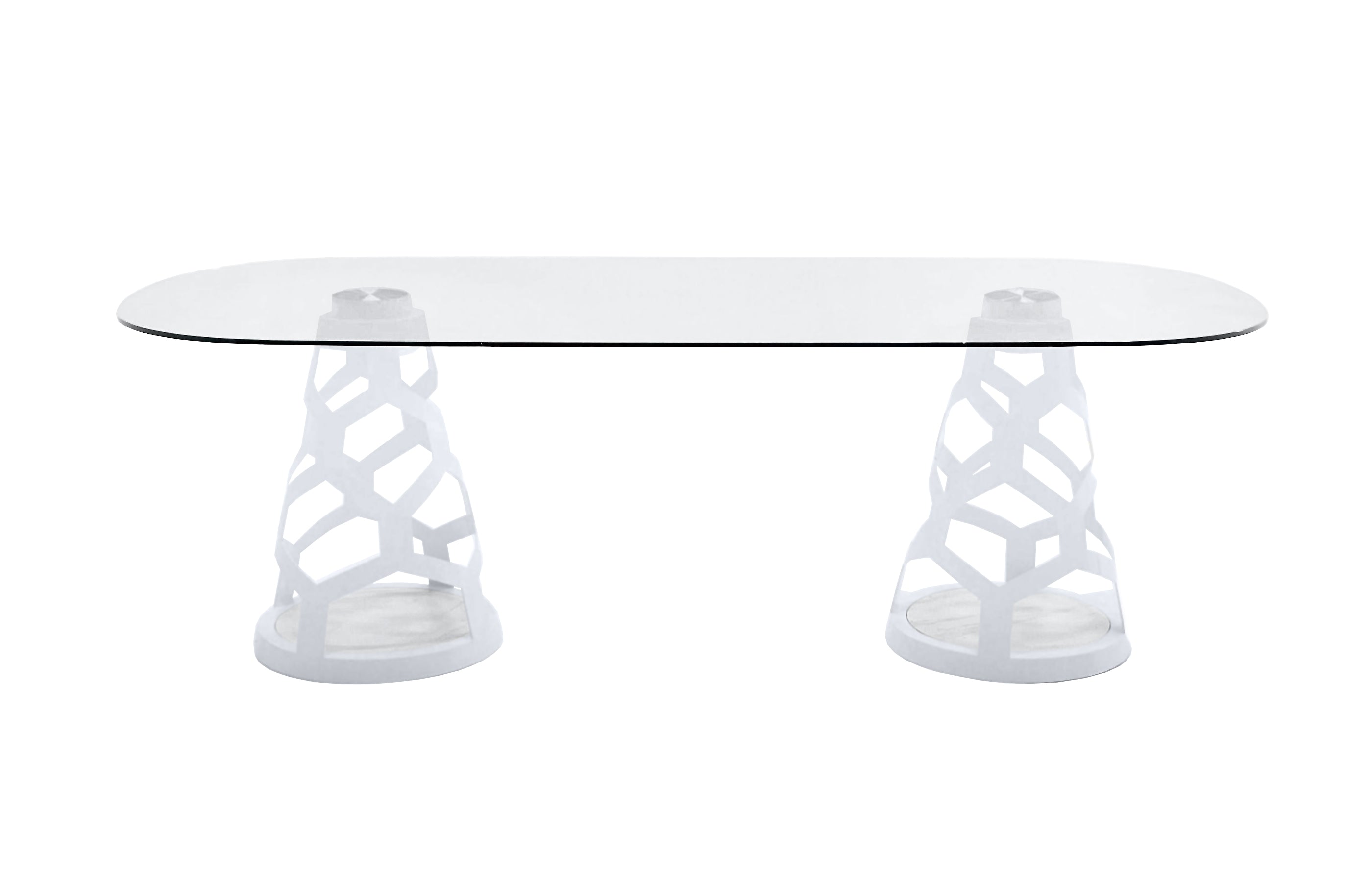 Modrest Lilly Modern White And 15Mm Glass Rectangular Dining Table Model VGNS-GD8800B-15-W