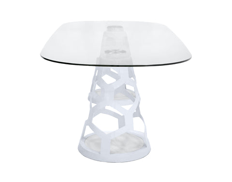 Modrest Lilly Modern White And 15Mm Glass Rectangular Dining Table Model VGNS-GD8800B-15-W