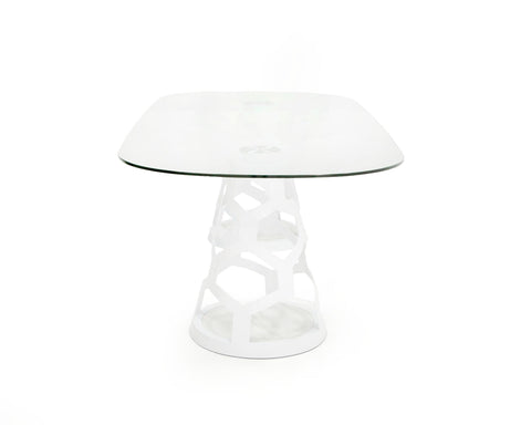 Modrest Lilly Modern White And 15Mm Glass Rectangular Dining Table Model VGNS-GD8800B-15-W
