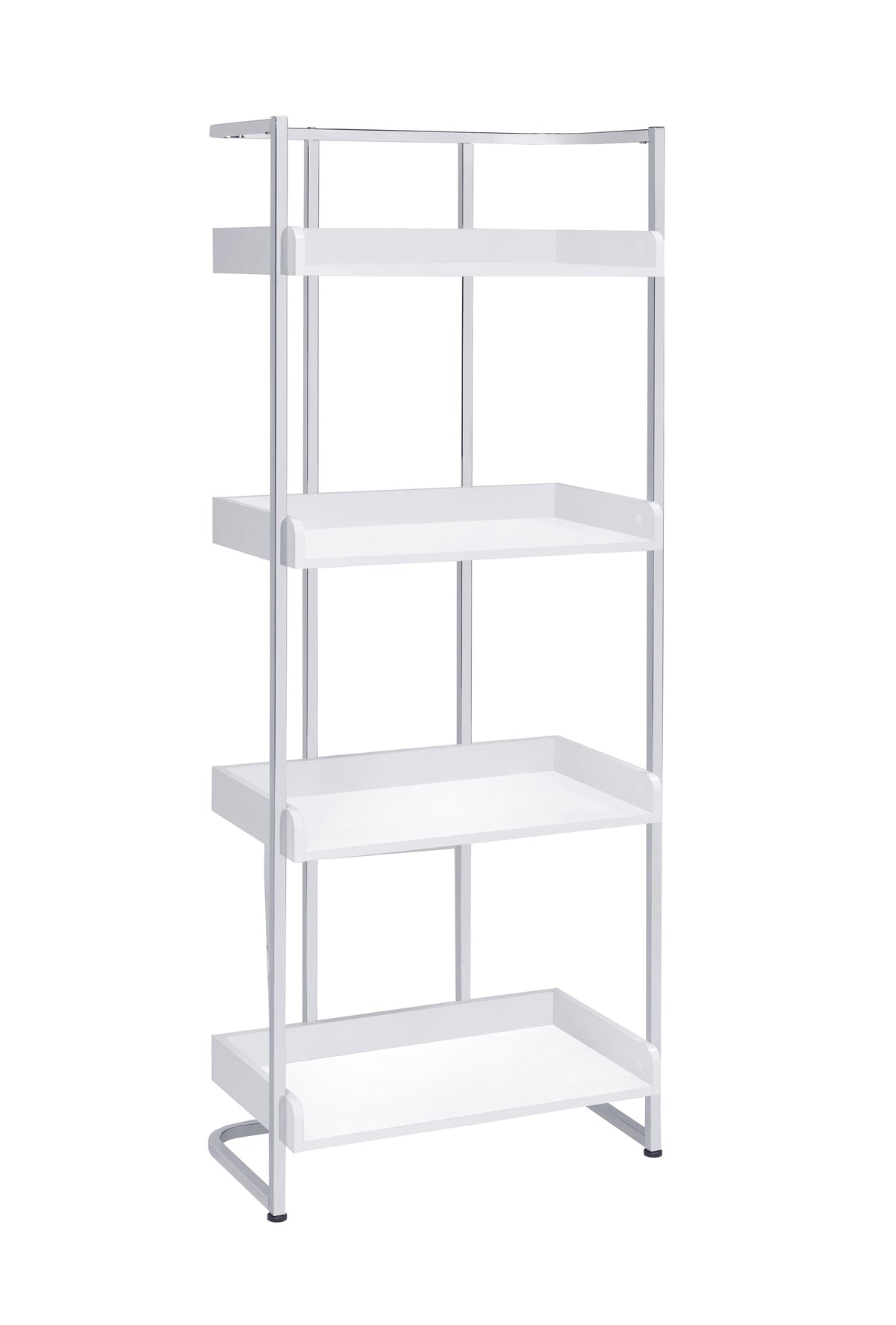 Coaster Ember 4-shelf Bookcase White High Gloss and Chrome Model 803402