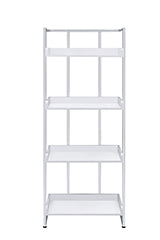 Coaster Ember 4-shelf Bookcase White High Gloss and Chrome Model 803402