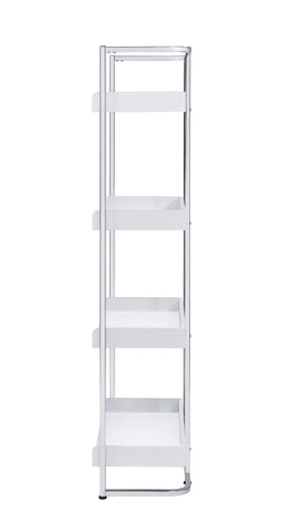 Coaster Ember 4-shelf Bookcase White High Gloss and Chrome Model 803402