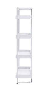 Coaster Ember 4-shelf Bookcase White High Gloss and Chrome Model 803402