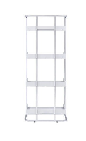 Coaster Ember 4-shelf Bookcase White High Gloss and Chrome Model 803402