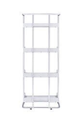 Coaster Ember 4-shelf Bookcase White High Gloss and Chrome Model 803402