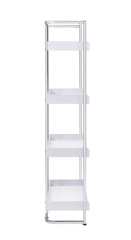 Coaster Ember 4-shelf Bookcase White High Gloss and Chrome Model 803402