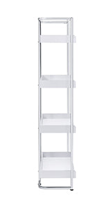 Coaster Ember 4-shelf Bookcase White High Gloss and Chrome Model 803402