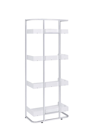 Coaster Ember 4-shelf Bookcase White High Gloss and Chrome Model 803402
