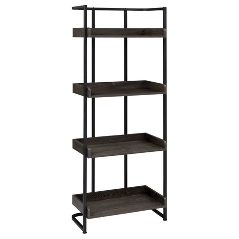 Coaster Ember 4-shelf Bookcase Dark Oak and Sandy Black Model 803412