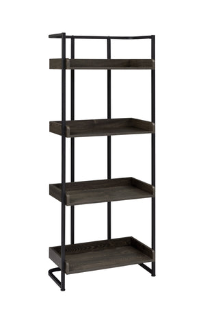 Coaster Ember 4-shelf Bookcase Dark Oak and Sandy Black Model 803412