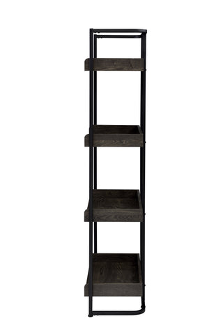 Coaster Ember 4-shelf Bookcase Dark Oak and Sandy Black Model 803412