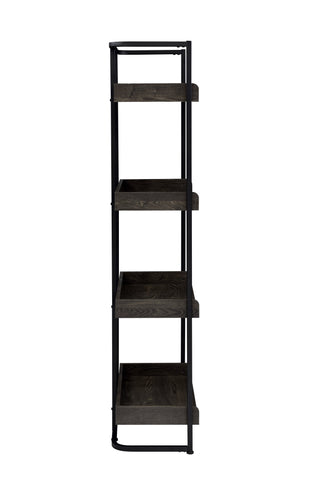 Coaster Ember 4-shelf Bookcase Dark Oak and Sandy Black Model 803412