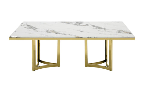 Modrest Loomis White Marble & Gold Dining Table Model VGZAT1301