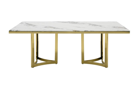 Modrest Loomis White Marble & Gold Dining Table Model VGZAT1301