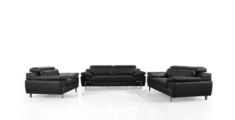 Divani Casa Grange Modern Black Leather Sofa Set