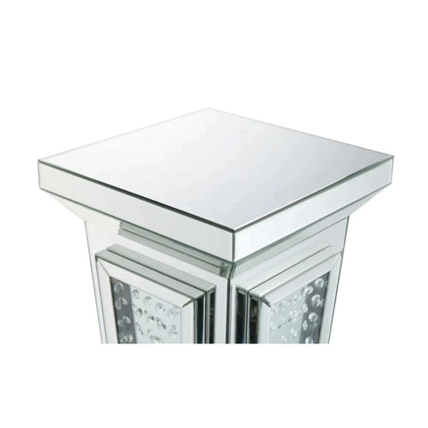 Nysa Mirrored & Faux Crystals Pedestal Stand Model 80392 By ACME Furniture