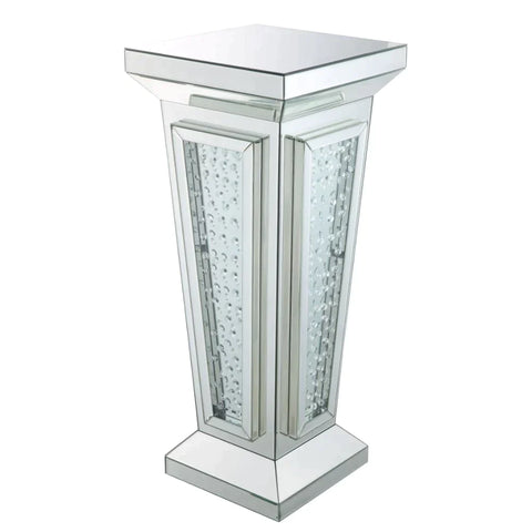 Nysa Mirrored & Faux Crystals Pedestal Stand Model 80392 By ACME Furniture