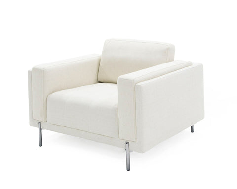 Divani Casa Schmidt Modern Off White Fabric Sofa & 2 Chairs Model VGKK-KF.7020-SET-OFWHT