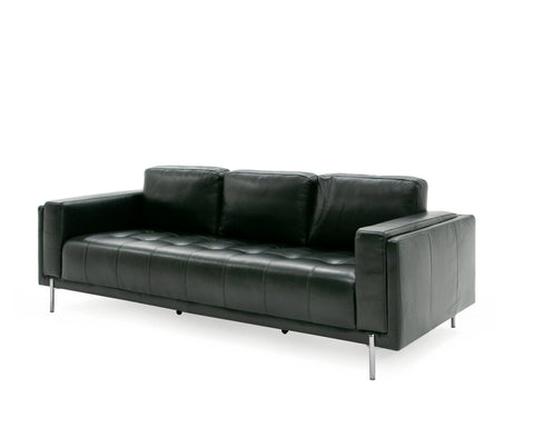 Divani Casa Schmidt Modern Black Leather Sofa & 2 Chairs Model VGKK-KF.7020-SET-BLK
