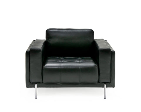 Divani Casa Schmidt Modern Black Leather Chair Model VGKK-KF.7020-CHR-BLK
